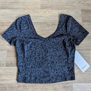 NWT Lululemon Align Tee Short Sleeve Top Black Cheetah Leopard Print Size 8